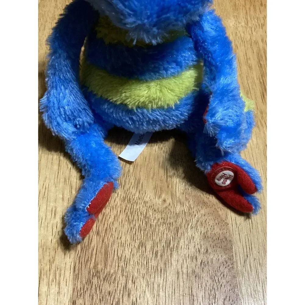 Hallmark Plush Dragon‎ Frog Fluffy Stuffed Animal Blue Yellow Striped HTF Toy